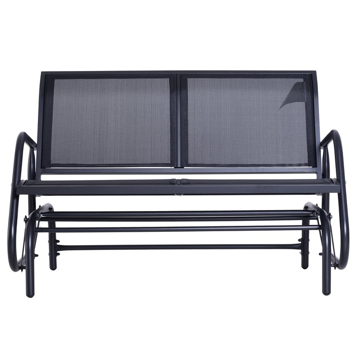 Люлееща се пейка Outsunny, 2 места, Метална, Черен