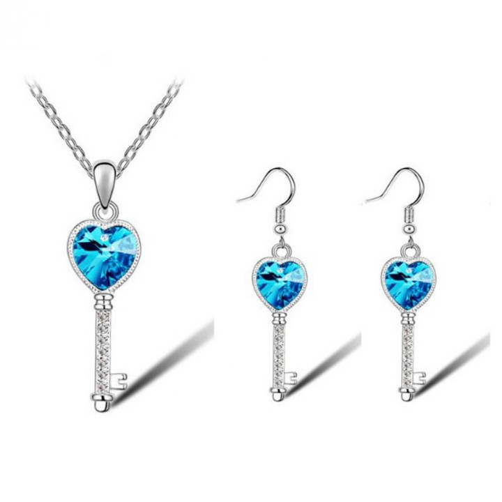 Set de Argint Zircon, pandativ si cercei cu Elemente Swarovski