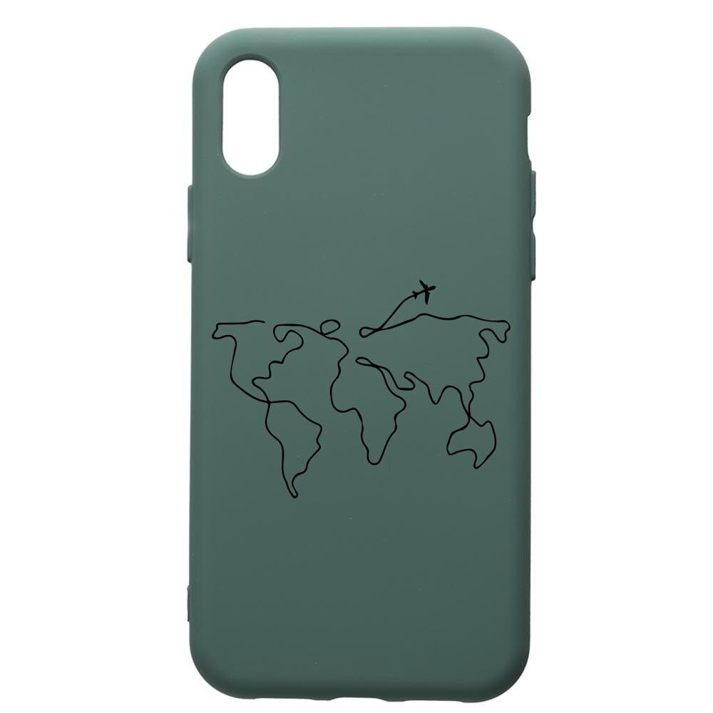 Husa Silicon Premium Compatibila Cu Apple iPhone XS / iPhone X, Travel, cu interiorul din material textil, protectie camera, Forest Green, PFG733