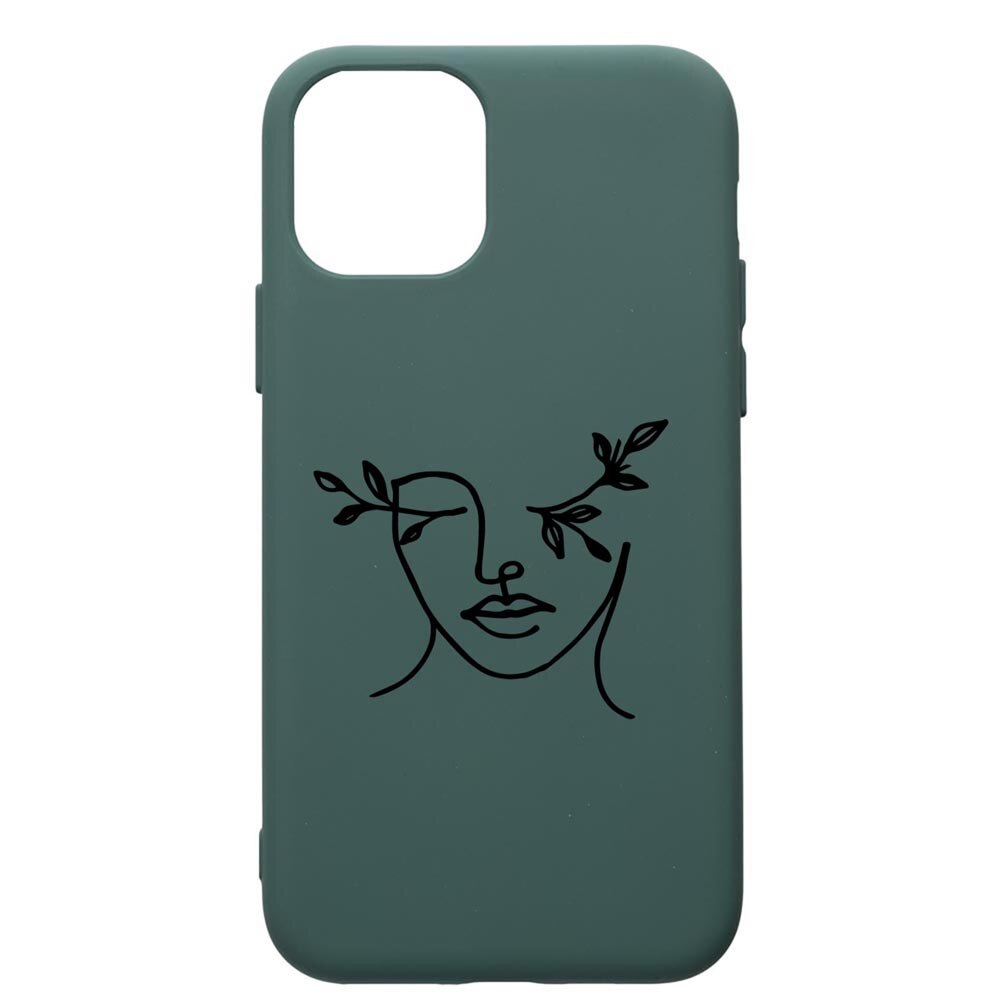 Husa Silicon Premium Compatibila Cu Apple iPhone 11 Pro, Woman Abstract, cu interiorul din material textil, protectie camera, Forest Green, PFG736