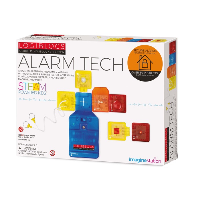 Joc electronic Alarm Tech, LOGIBLOCS, 7 piese colorate, 265 x 210 x 45 mm