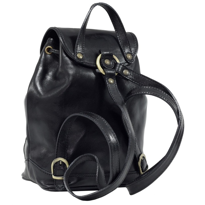 Rucsac piele Suveran Piele naturala vachetta, negru, Made in Italy