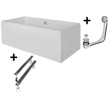 Pachet Complet Cada Acril 175x80 - Masca Frontala, Masca Laterala, Cadru Metalic, Sifon Evacuare Automat si Cada de Baie Besco Quadro 175x80 Pachet Complet Cada Acril 175x80 - Masca Frontala, Masca Laterala, Cadru Metalic, Sifon Evacuare Automat si Cada de Baie Besco Quadro 175x80
