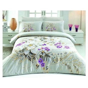 Set lenjerie de pat 2 persoane, Ipekce Home, bumbac ranforce, model floral 3D, violet, 4 piese Set lenjerie de pat 2 persoane, Ipekce Home, bumbac ranforce, model floral 3D, violet, 4 piese