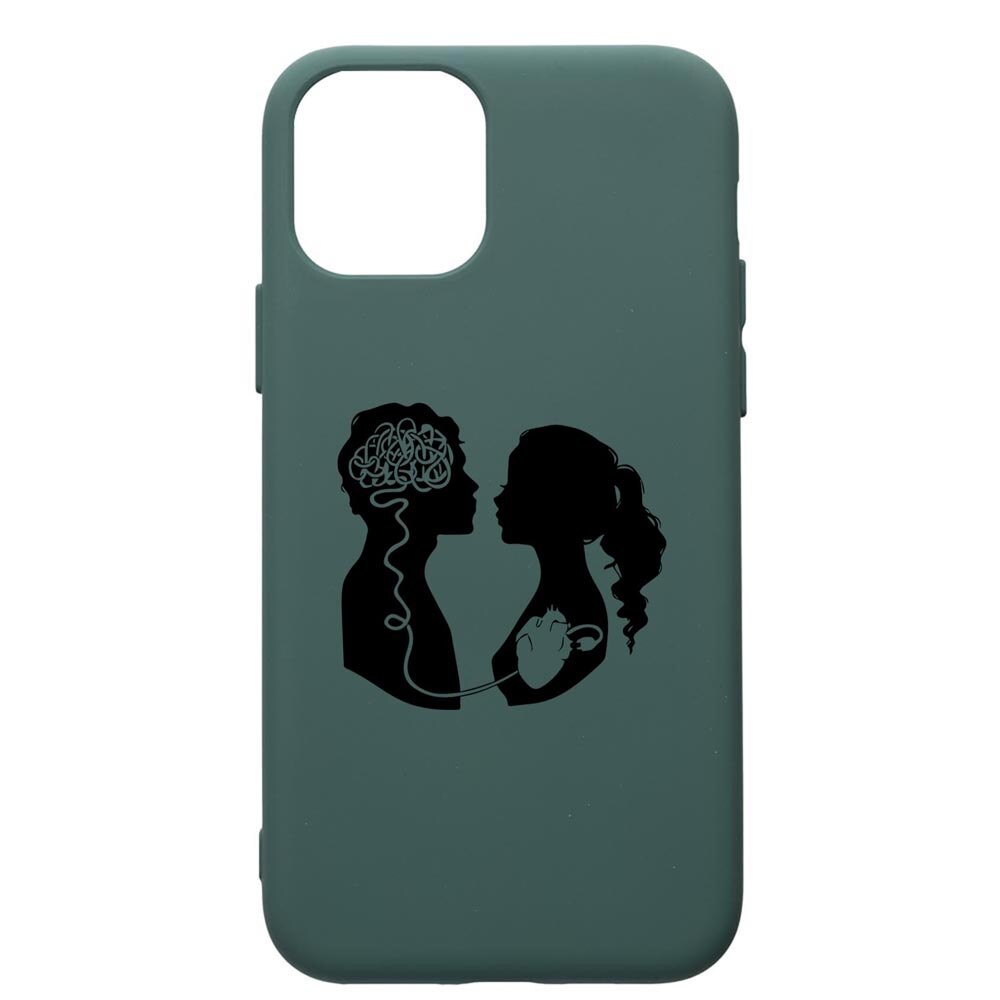 Husa Silicon Premium Compatibila Cu Apple iPhone 11, Love With Brain, cu interiorul din material textil, protectie camera, Forest Green, PFG748