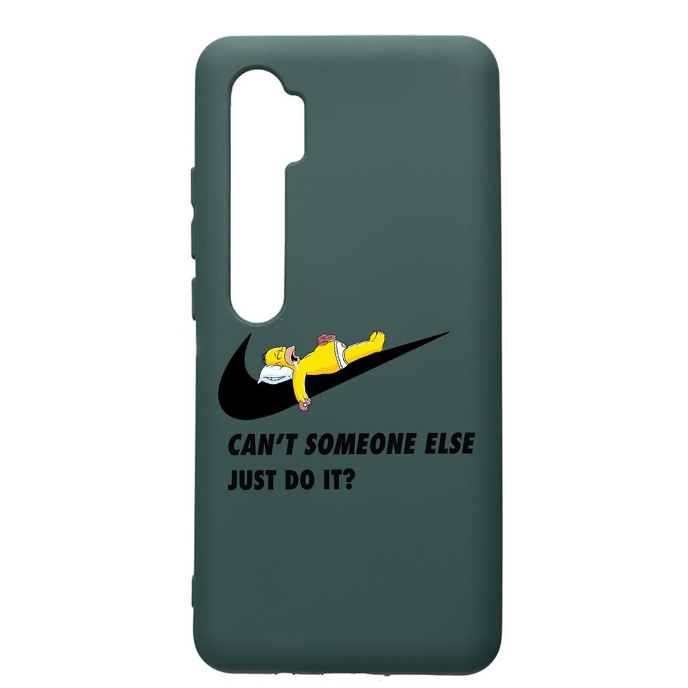 Husa Silicon Premium Compatibila Cu Xiaomi Mi Note 10, Simpsons Just Do it, cu interiorul din material textil, protectie camera, Forest Green, PFG751