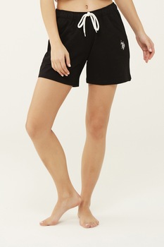 U.S. Polo Assn., Pantaloni scurti de pijama cu snur, Negru U.S. Polo Assn., Pantaloni scurti de pijama cu snur, Negru
