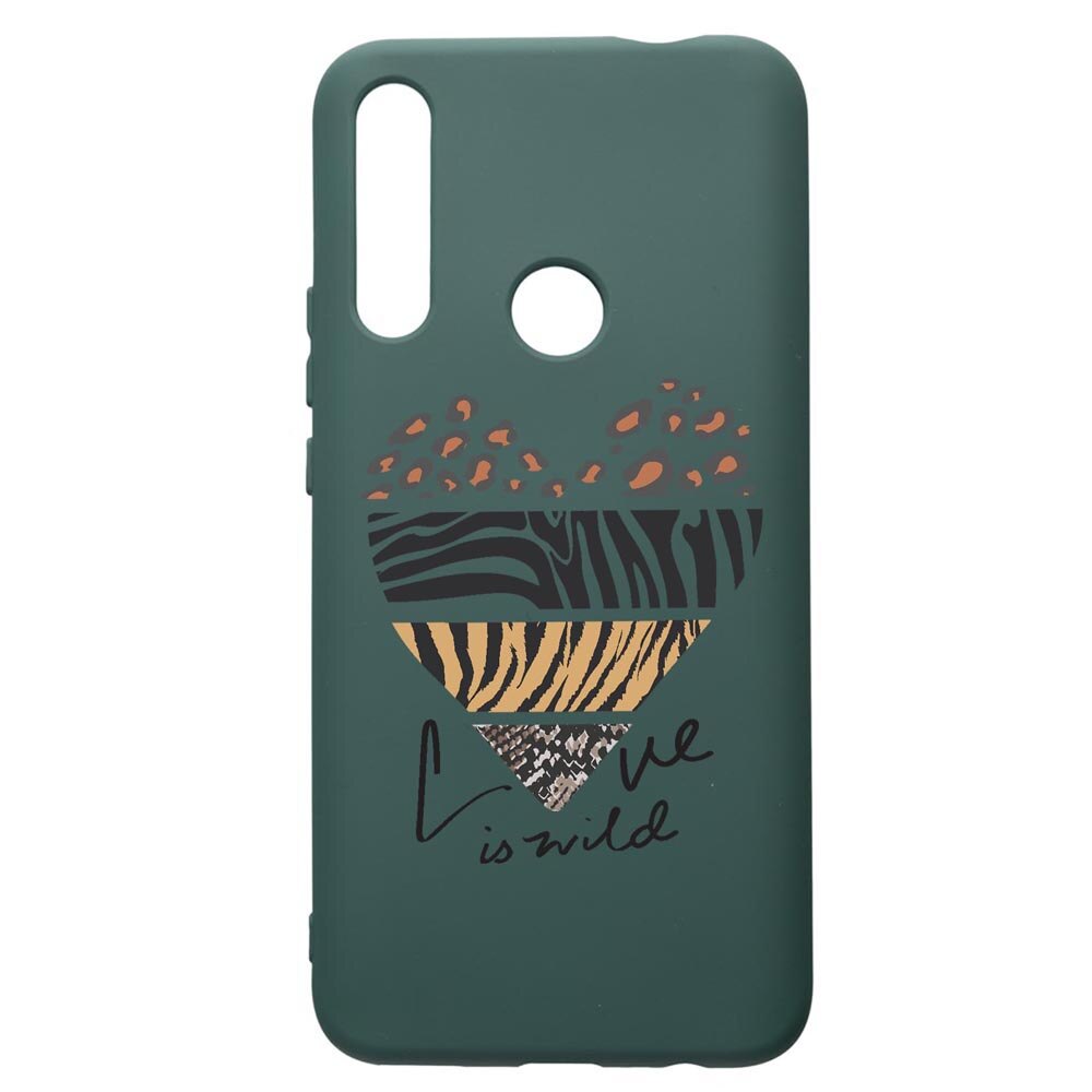Husa Silicon Premium Compatibila Cu Huawei P Smart Z, Love Is Wild, cu interiorul din material textil, protectie camera, Forest Green, PFG762