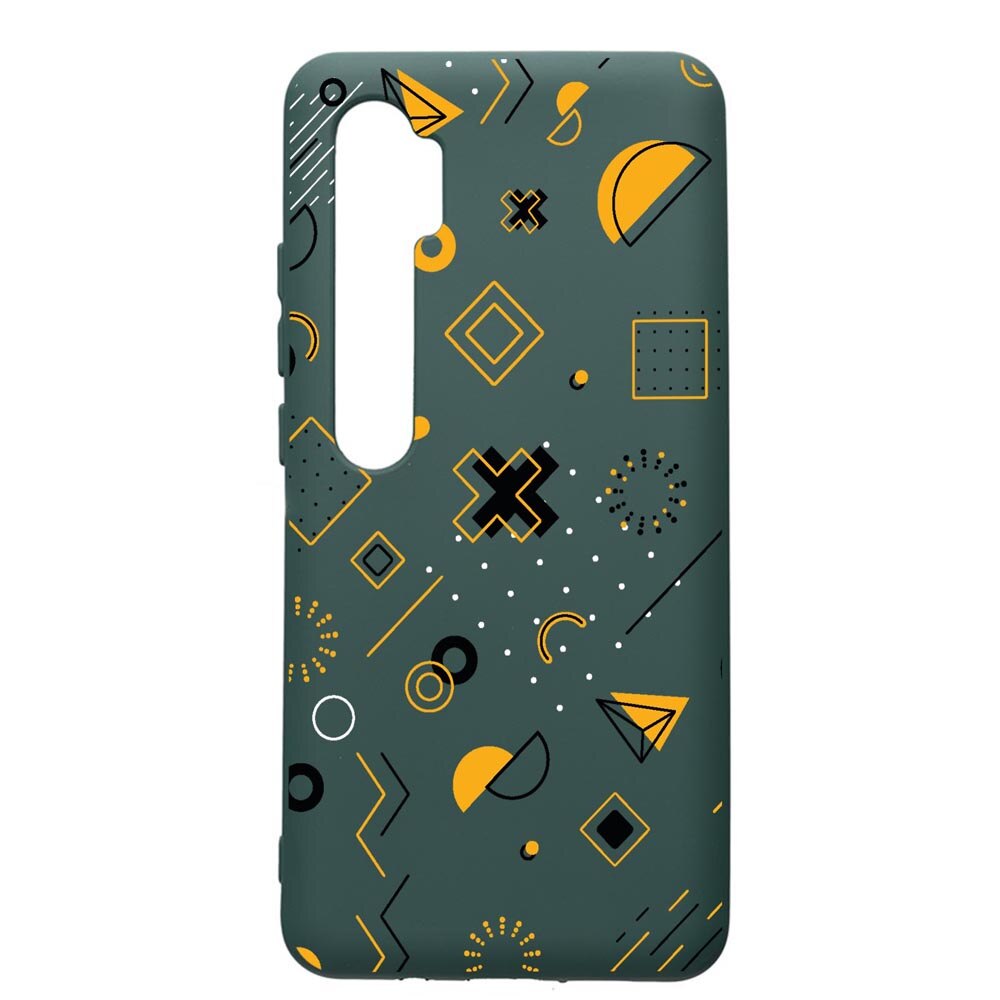 Husa Silicon Premium Compatibila Cu Xiaomi Mi Note 10, Symbols, cu interiorul din material textil, protectie camera, Forest Green, PFG763