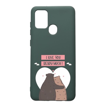 Husa Silicon Premium Compatibila Cu Samsung Galaxy A21S, I Love U Beary Much!, cu interiorul din material textil, protectie camera, Forest Green, PFG766 Husa Silicon Premium Compatibila Cu Samsung Galaxy A21S, I Love U Beary Much!, cu interiorul din material textil, protectie camera, Forest Green, PFG766