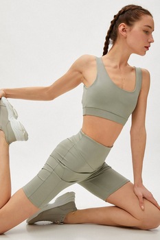 KOTON, Bustiera cu decupaje pe partea din spate, Verde sparanghel KOTON, Bustiera cu decupaje pe partea din spate, Verde sparanghel