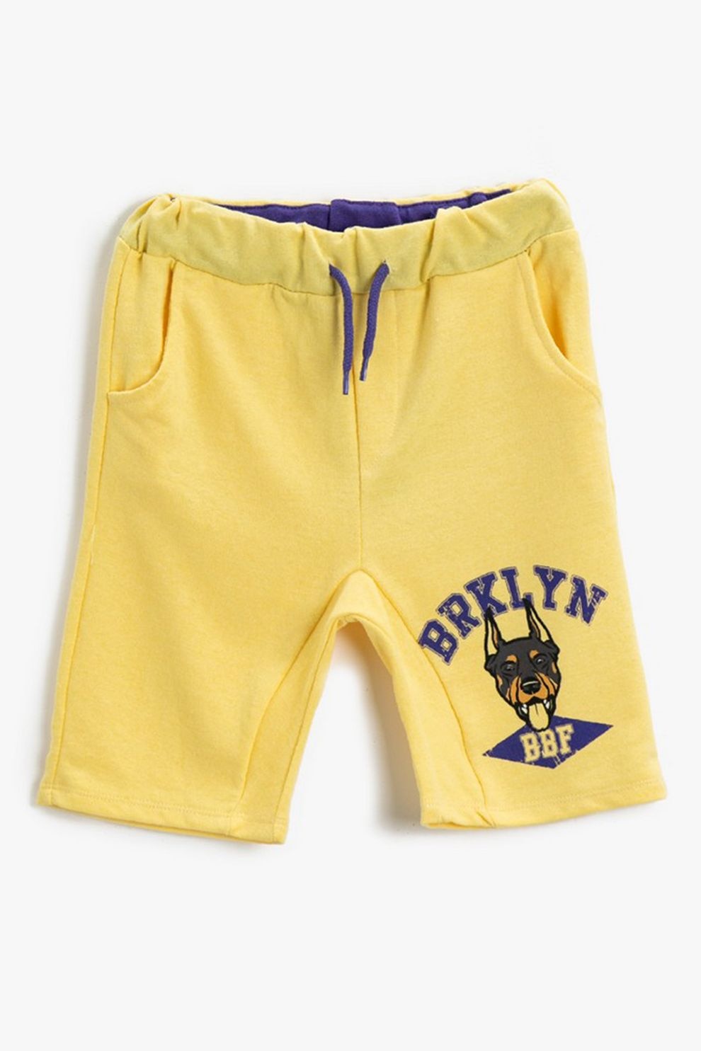 KOTON, Pantaloni scurti cu snur in talie, Galben deschis/Bleumarin