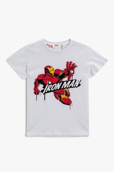 KOTON, Tricou cu imprimeu Iron Man, Alb/Rosu/Negru KOTON, Tricou cu imprimeu Iron Man, Alb/Rosu/Negru