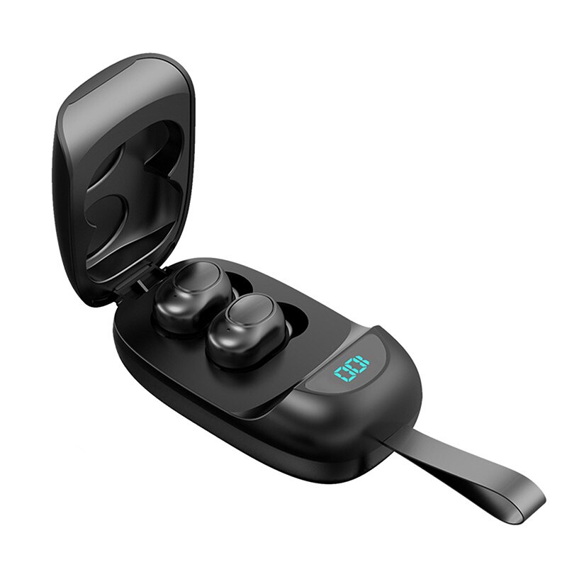 Casti in ear wireless, Bluetooth 5.0, LB-60, Display digital, stereo, Negru