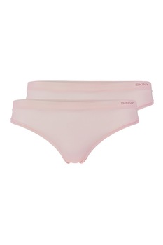 Skiny, Set de chiloti tanga cu model uni - 2 perechi, Roz, One Size Skiny, Set de chiloti tanga cu model uni - 2 perechi, Roz, One Size