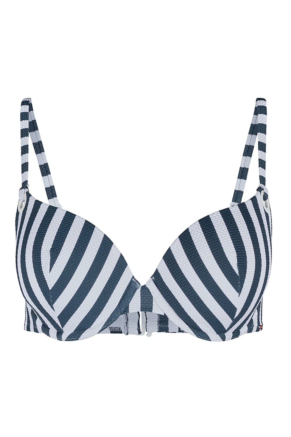 Skiny, Sutien de baie cu model in dungi, Bleumarin/Alb