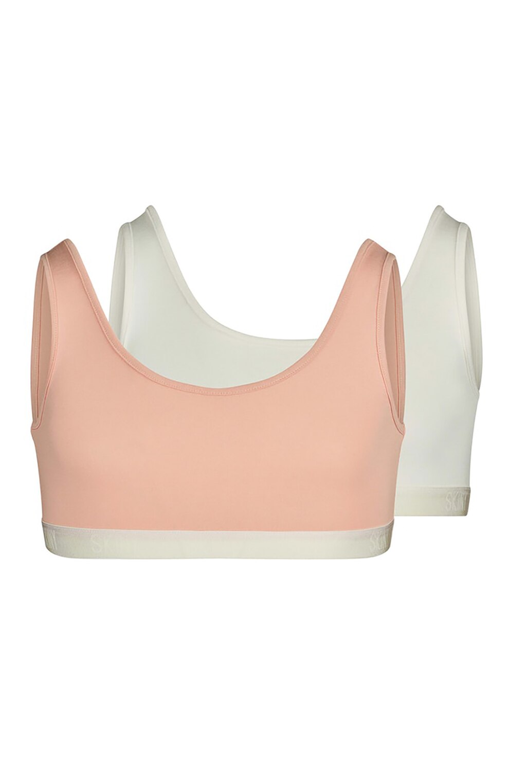 Skiny, Set de bustiere 2 piese din amestec de bumbac Roz/Alb, Roz/Alb