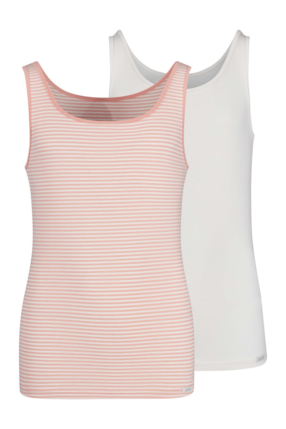 Skiny, Set de top-uri 2 piese din amestec de bumbac, Alb/Roz