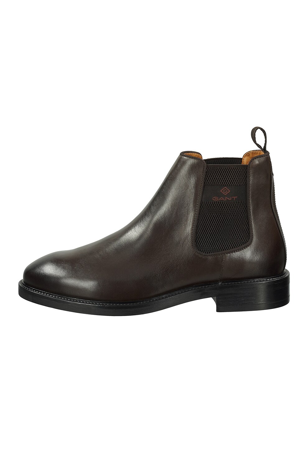 Gant, Ghete Chelsea de piele cu logo, Maro inchis