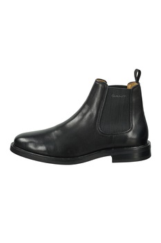 Gant, Ghete Chelsea de piele cu varf rotunjit, Negru Gant, Ghete Chelsea de piele cu varf rotunjit, Negru