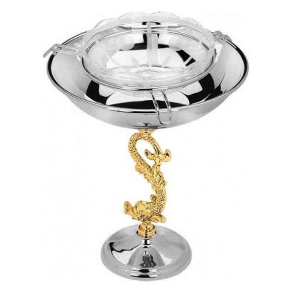 Bol pentru caviar, argintat, picior aurit, H 20 cm, D 16 cm