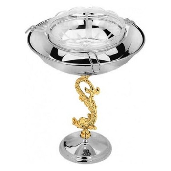Bol pentru caviar, argintat, picior aurit, H 20 cm, D 16 cm Bol pentru caviar, argintat, picior aurit, H 20 cm, D 16 cm