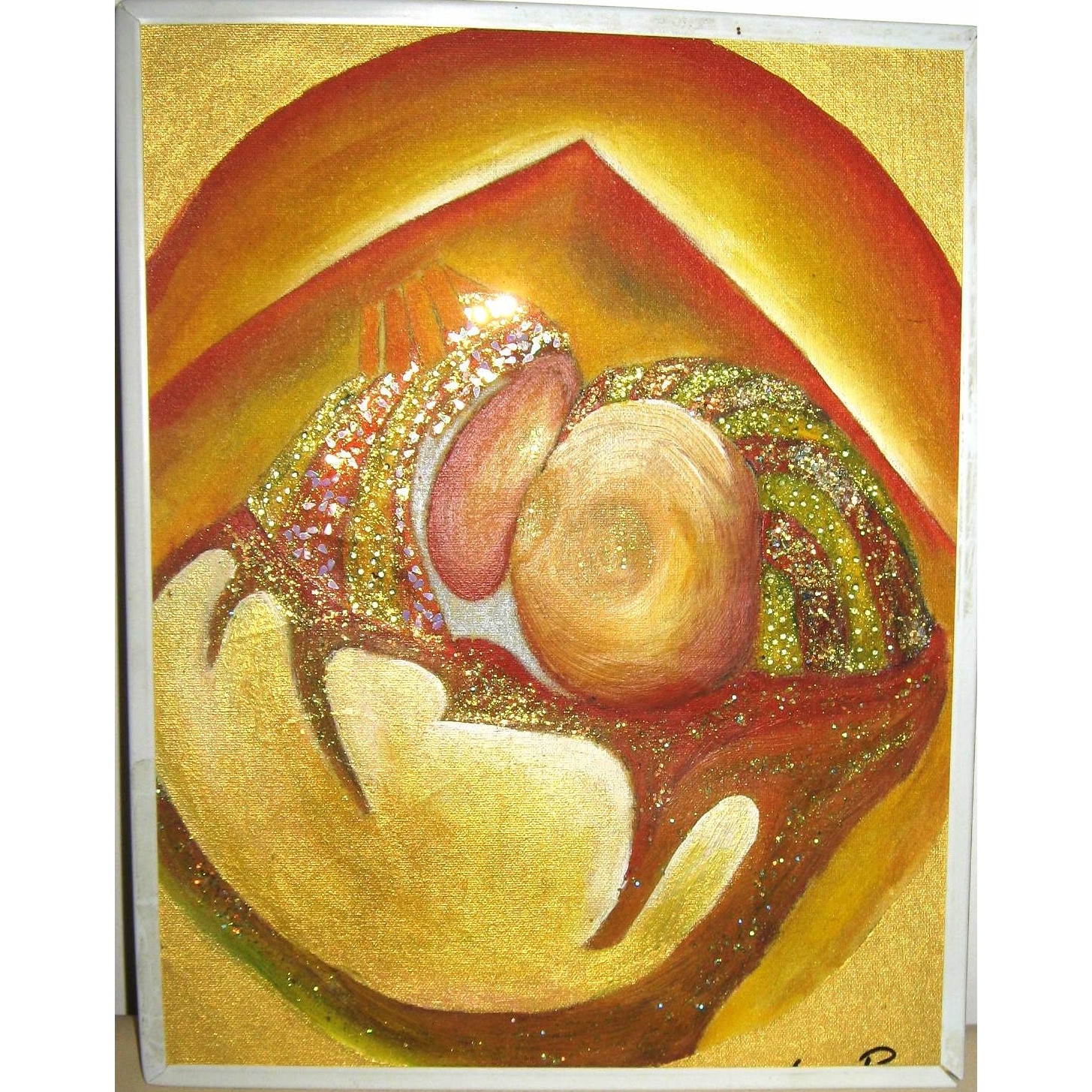 Tablou Iubirea Sfinxului, pictat manual de Luminita Panoschi, dimensiune 30 x 20 cm