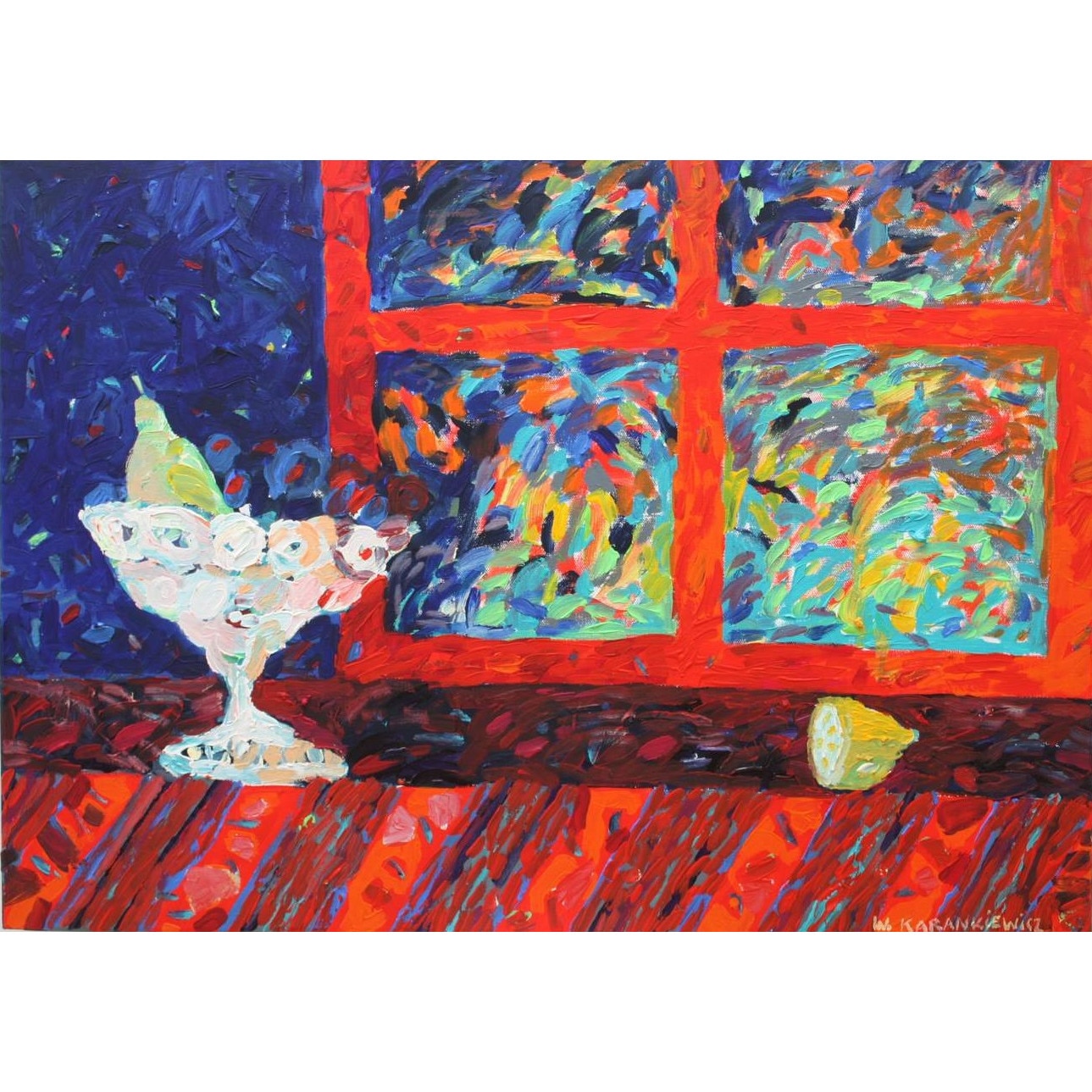 Tablou acrilic Fereastra langa Maestru, pictat manual de Wlodzmierz Karankiewicz, dimensiune 70 x 50 cm