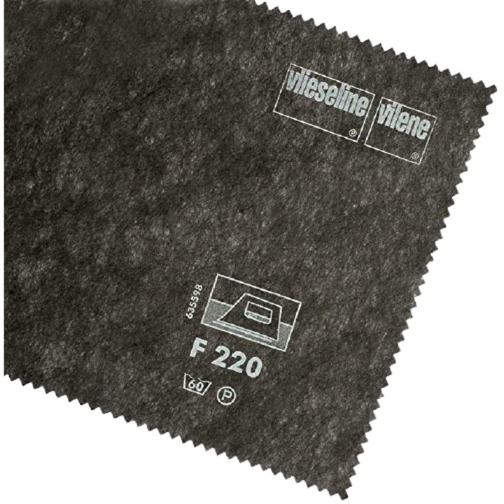 Insertie, intaritura netesuta, termoadeziva pentru materiale subtiri, din fibre sintetice, gri carbune, 43gr, 90x100 cm, Vlieseline F220