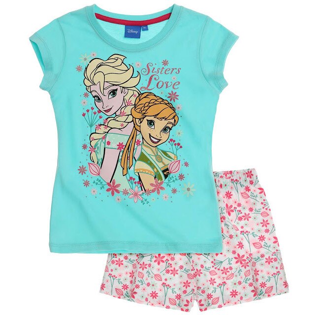 Pijama de vara Disney Frozen turcoaz/alb, 128 cm, 8 ani
