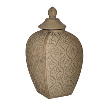Vaza ceramica cu capac, bej/auriu, 16x16x30 cm Vaza ceramica cu capac, bej/auriu, 16x16x30 cm