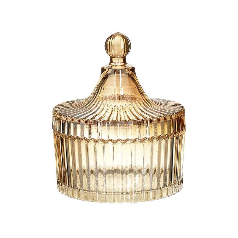 Bol de sticla cu capac, color, 10,5x12,5 cm