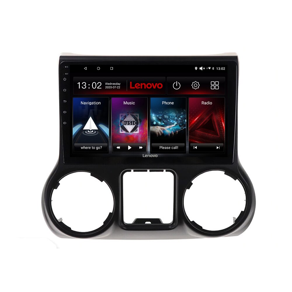 Navigatie dedicata Jeep Wrangler 2011-2016 Edotec, cu Android, Radio, Bluetooth, Internet, procesor Octa Core, 4G, memorie 4GB si 64GB