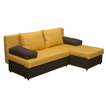 Coltar Kring Odense, 200x143x83 cm, suprafata dormit 200x140 cm, Maro/Galben Coltar Kring Odense, 200x143x83 cm, suprafata dormit 200x140 cm, Maro/Galben