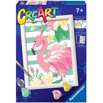 Set Ravensburger Creart, pictura pe numere - Flamingo, 13x18 cm Set Ravensburger Creart, pictura pe numere - Flamingo, 13x18 cm