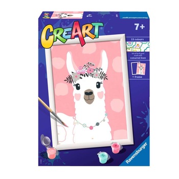 Set Ravensburger Creart, pictura pe numere - Lama, 18x24 cm Set Ravensburger Creart, pictura pe numere - Lama, 18x24 cm