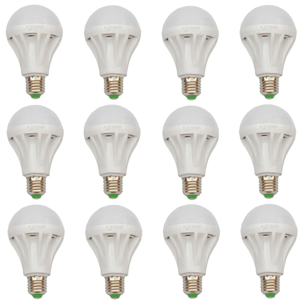 Set 12 becuri BM Led 9W Eco, Alb rece