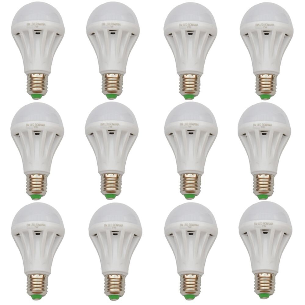 Set 12 becuri BM Led 7W Eco, Alb rece