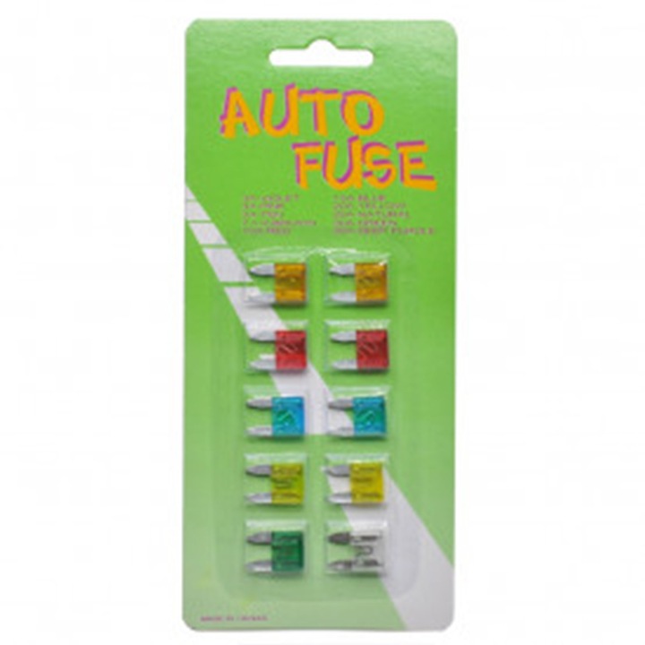 Комплект от 10 броя мини автомобилни предпазители тип ATN (5A-30A)
