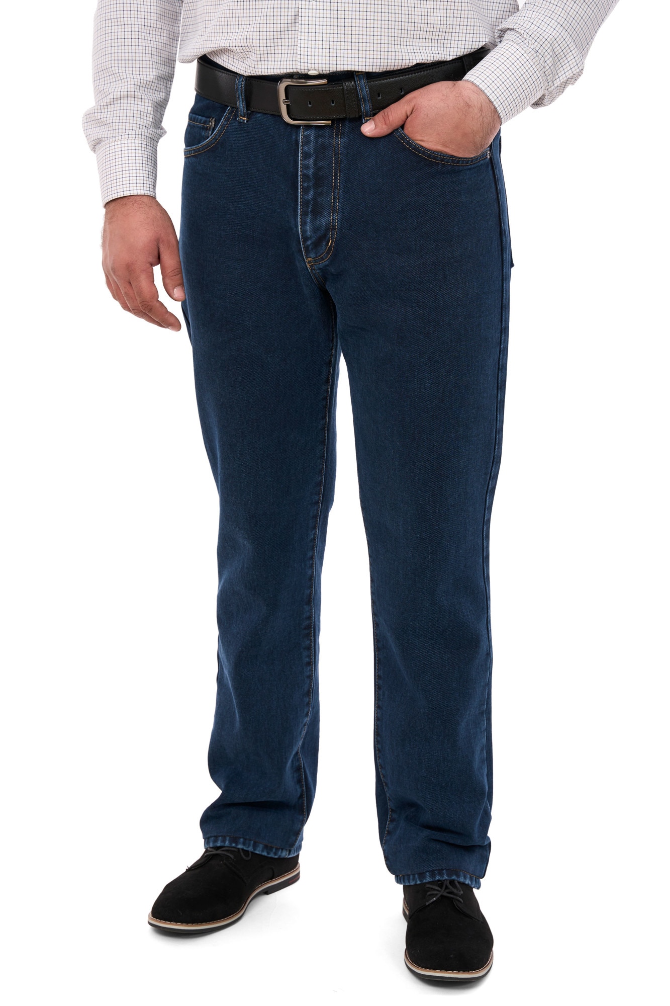 Blugi clasici cu cusaturi contrastante, Indigo