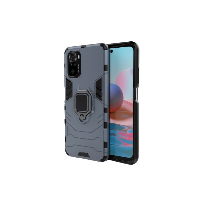 Husa Spate Upzz Ring Armor Compatibila Cu Xiaomi Redmi Note 10 / Redmi Note 10s, Albastru