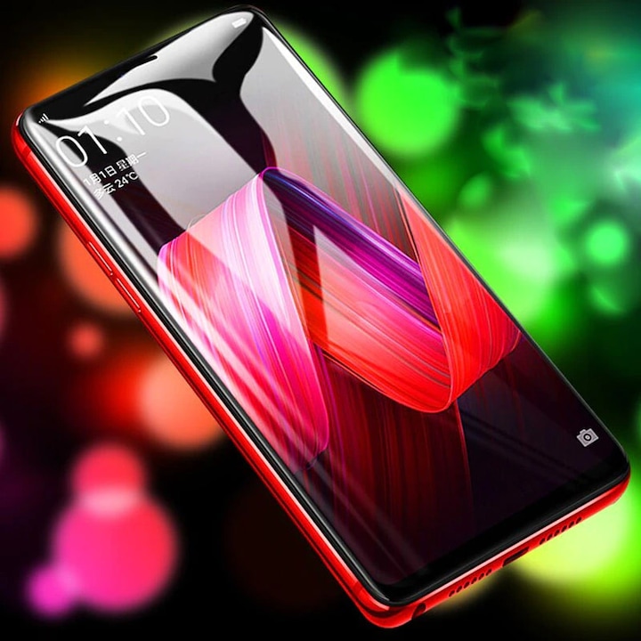 Folie sticla pentru Samsung A21 - protectie ecran, Tempered Glass, acoperire si adeziv pe toata suprafata - iShield® 111D Contur negru Transparenta