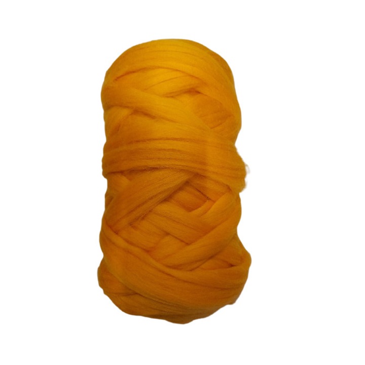 Fir tricotat, Filanina, Gigant, 100% Lana Merino, Galben 904 , 1kg