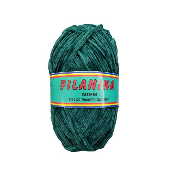 Fir tricotat, Filanina , 100% Acryl, fir tip catifea, Verde inchis 666, 300m/100g
