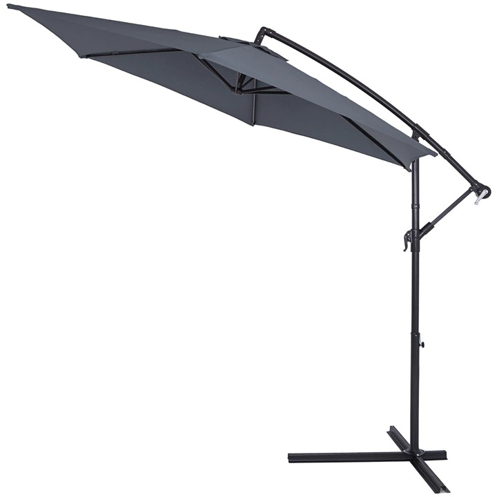 3m-es napernyő, kézi hajtókar, kertbe, teraszra, strandra EGO-Grey