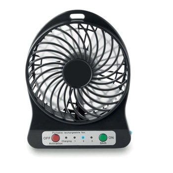 Mini ventilator de birou 3 trepte de viteza si lanterna, acumulator intern, incarcare USB, culoare negru Mini ventilator de birou 3 trepte de viteza si lanterna, acumulator intern, incarcare USB, culoare negru