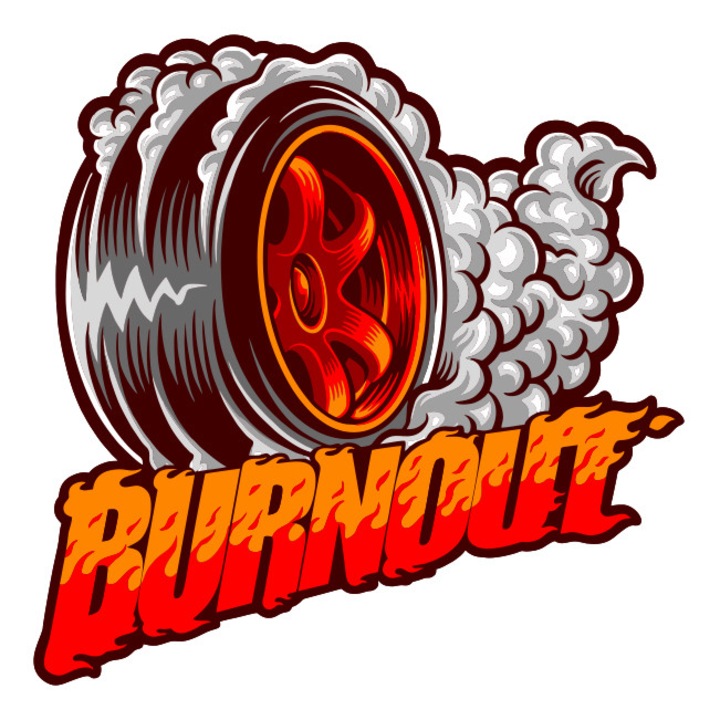 Sticker clapeta rezervor auto Burnout, 10 x 10 cm