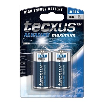 Blister 2 baterii alcaline Tecxus LR14/C (Baby), 1.5 V Blister 2 baterii alcaline Tecxus LR14/C (Baby), 1.5 V