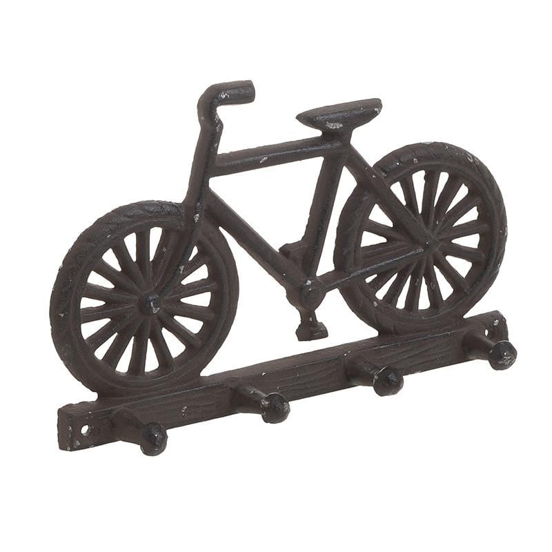 Cuier metalic forma bicicleta, maro antichizat, 20x4x13 cm