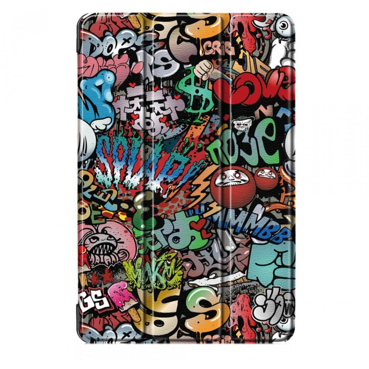 Revomag prémium könyvborító vékony tok Samsung Tab A7 Lite 8,7 hüvelykes SM-T220 / T225 (2021) modellhez - Graffiti